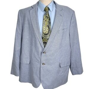 Stafford Signature Blazer Men 52R Blue Basket Weave Cotton Summer‎ Classic Fit